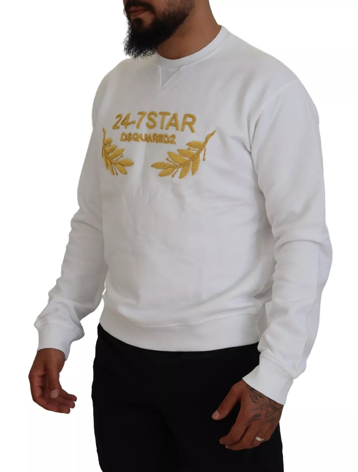 Dsquared² Weißes besticktes Sweatshirt mit Rundhalsausschnitt Pullover