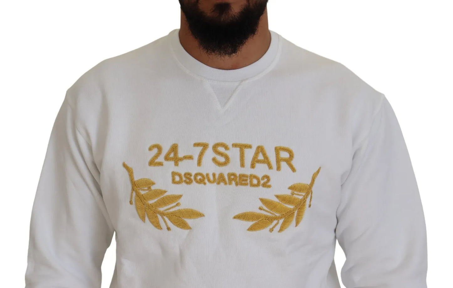 Dsquared² Weißes besticktes Sweatshirt mit Rundhalsausschnitt Pullover