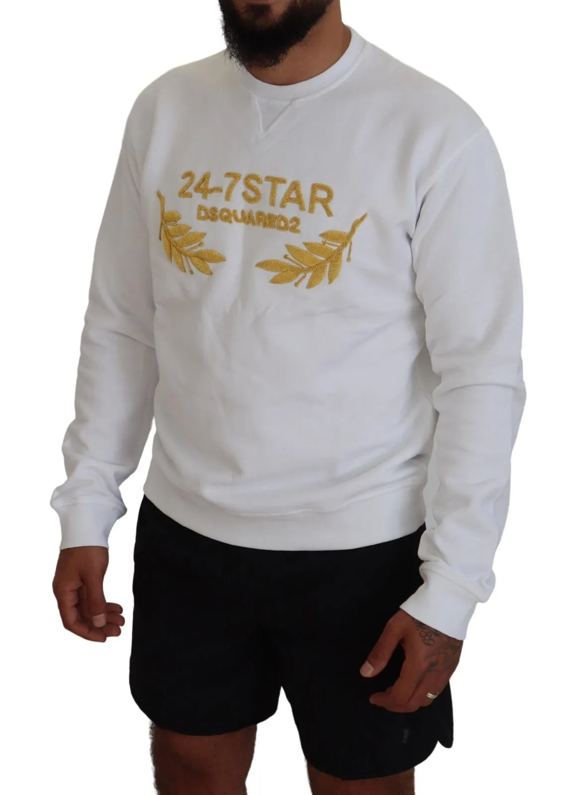 Dsquared² Weißes besticktes Sweatshirt mit Rundhalsausschnitt Pullover