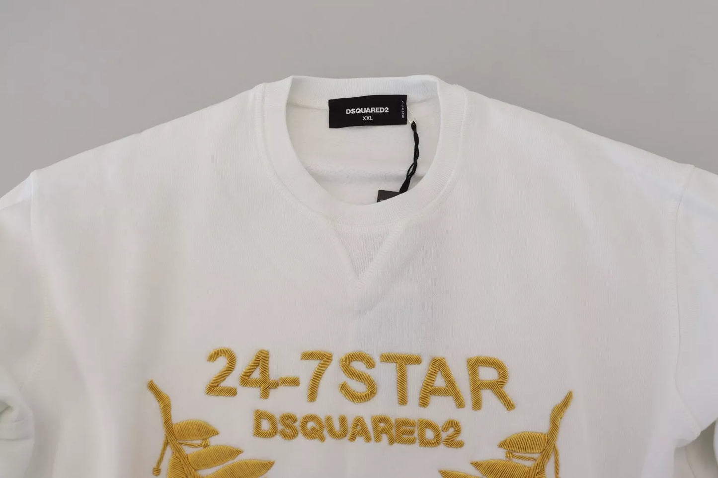 Dsquared² Weißes besticktes Sweatshirt mit Rundhalsausschnitt Pullover