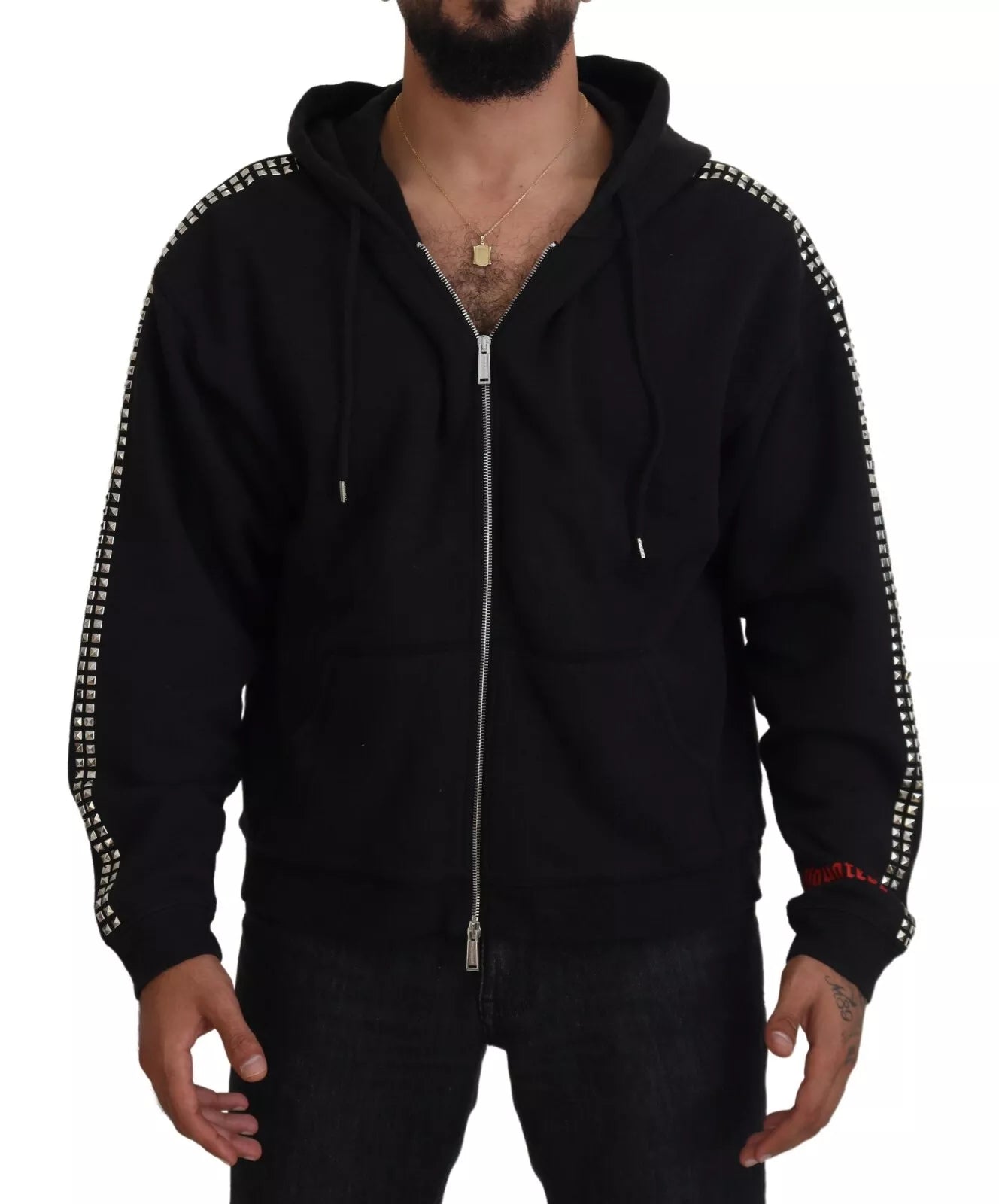 Dsquared² Black Embellished Zip Hoodie