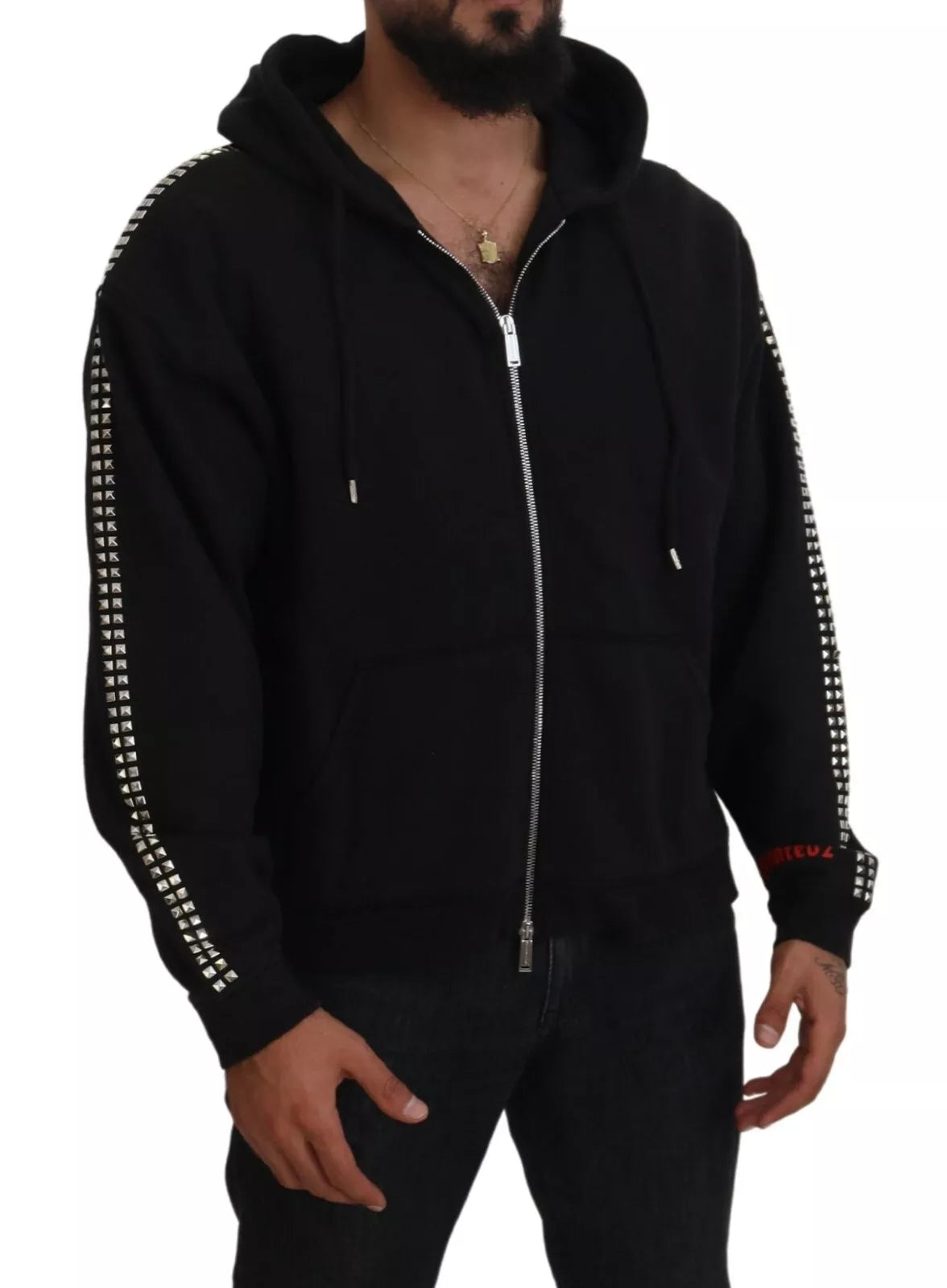 Dsquared² Black Embellished Zip Hoodie