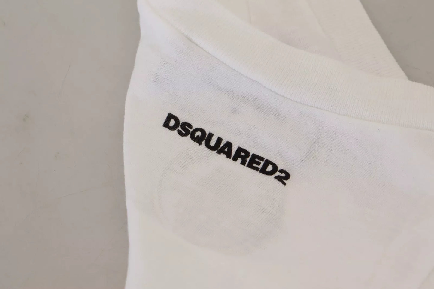 Dsquared² White cotton and linen sleeveless tank t-shirt