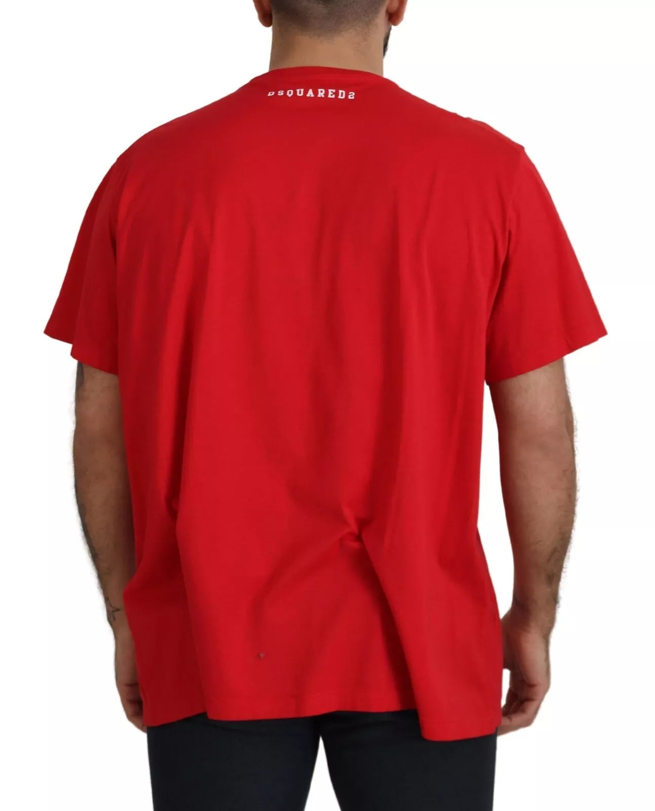 Dsquared² Red printed cotton t-shirt with short sleeves and round neck