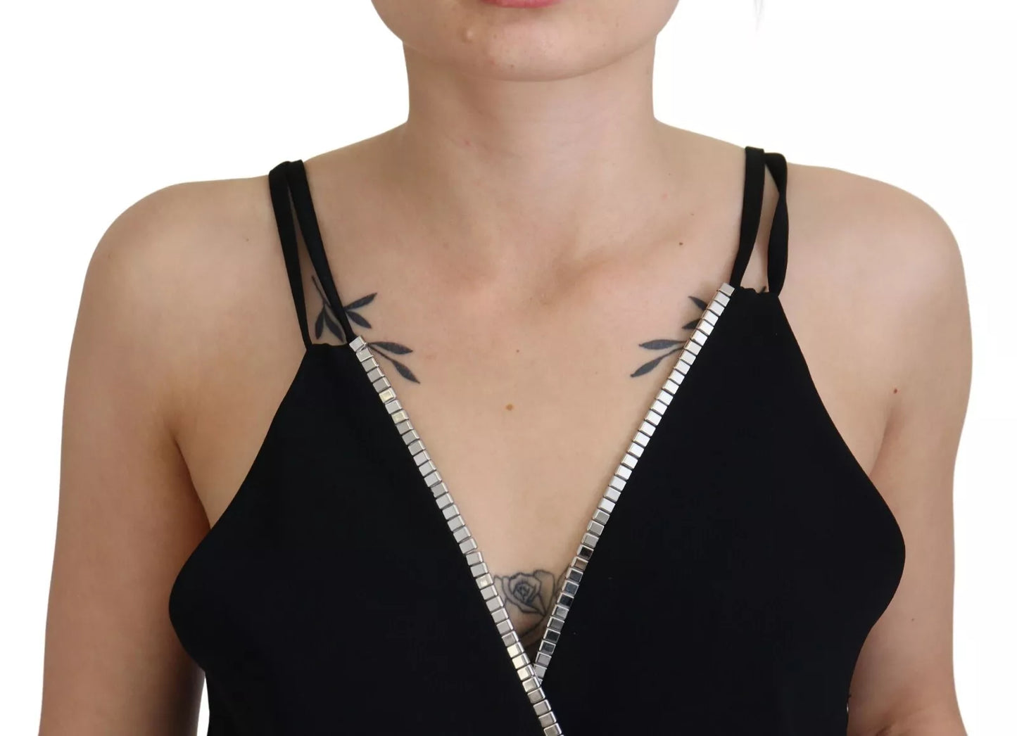 Dsquared² Black Embellished Sleeveless V-Neck Jumpsuit Dress