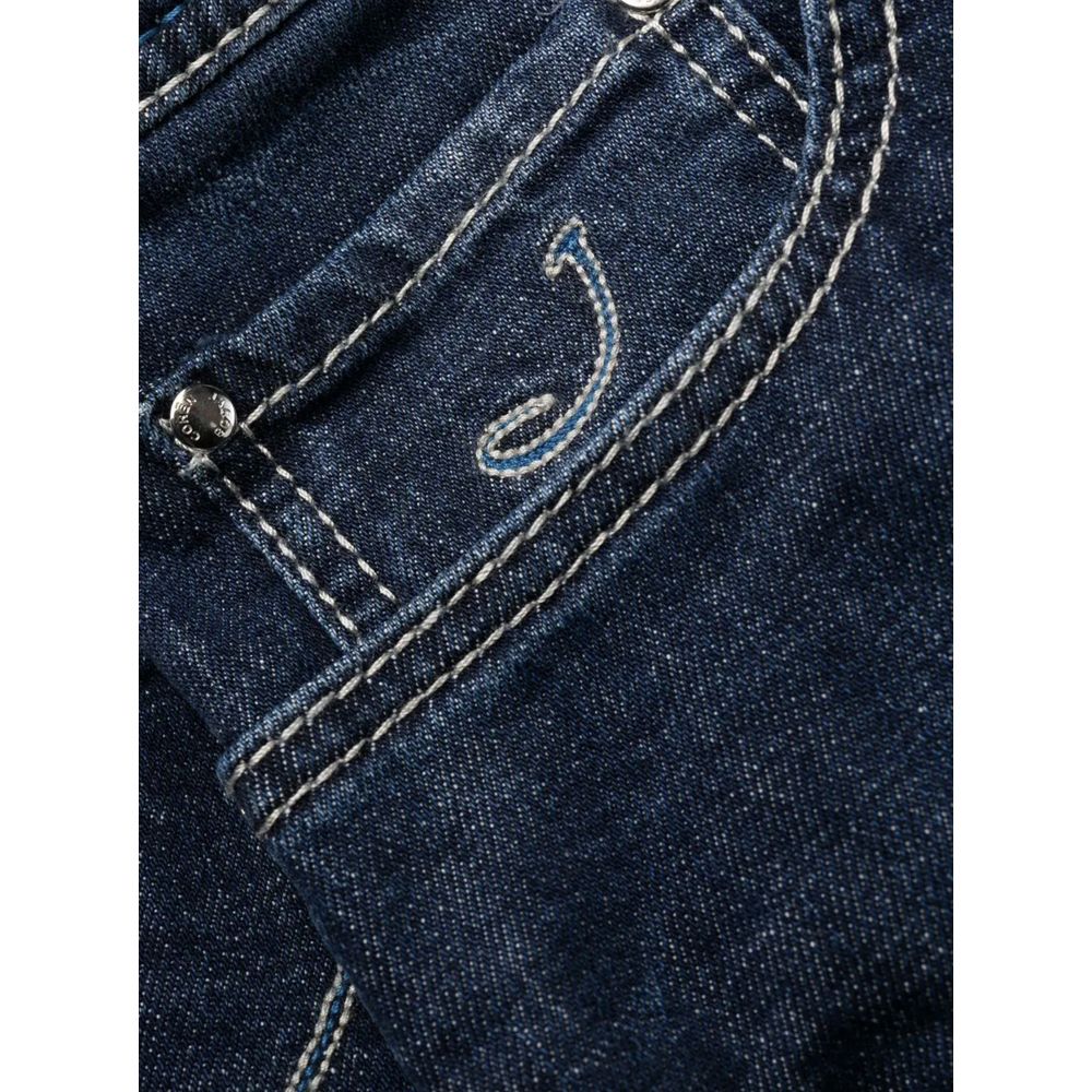 Jacob Cohen Exklusive Indigo Jeans mit geradem Bein und Bandana-Detail