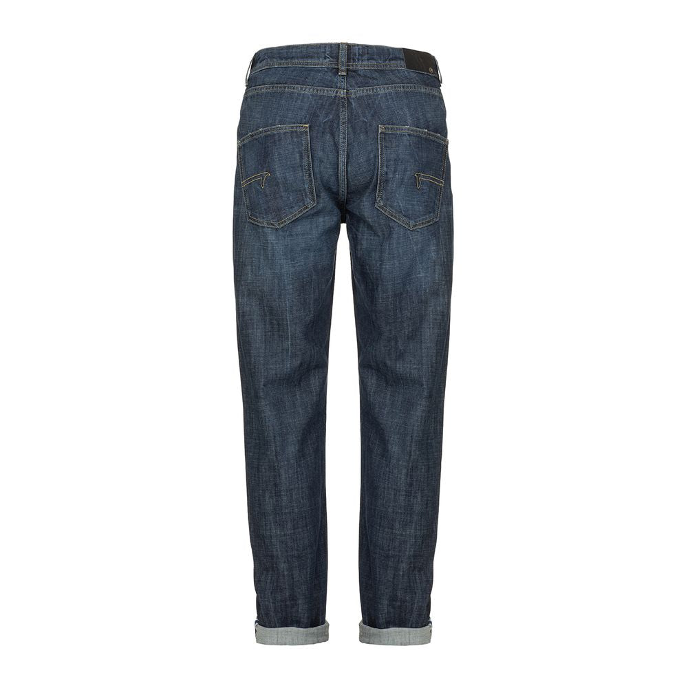 Fred Mello Klassische blaue Baumwoll-Stretch-Jeans für Männer