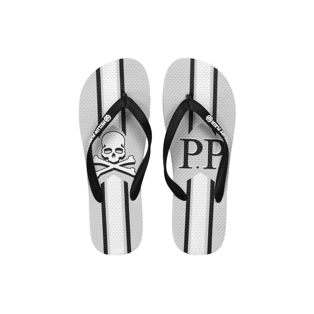 Philipp Plein Chic grey women's flip-flops with logo print