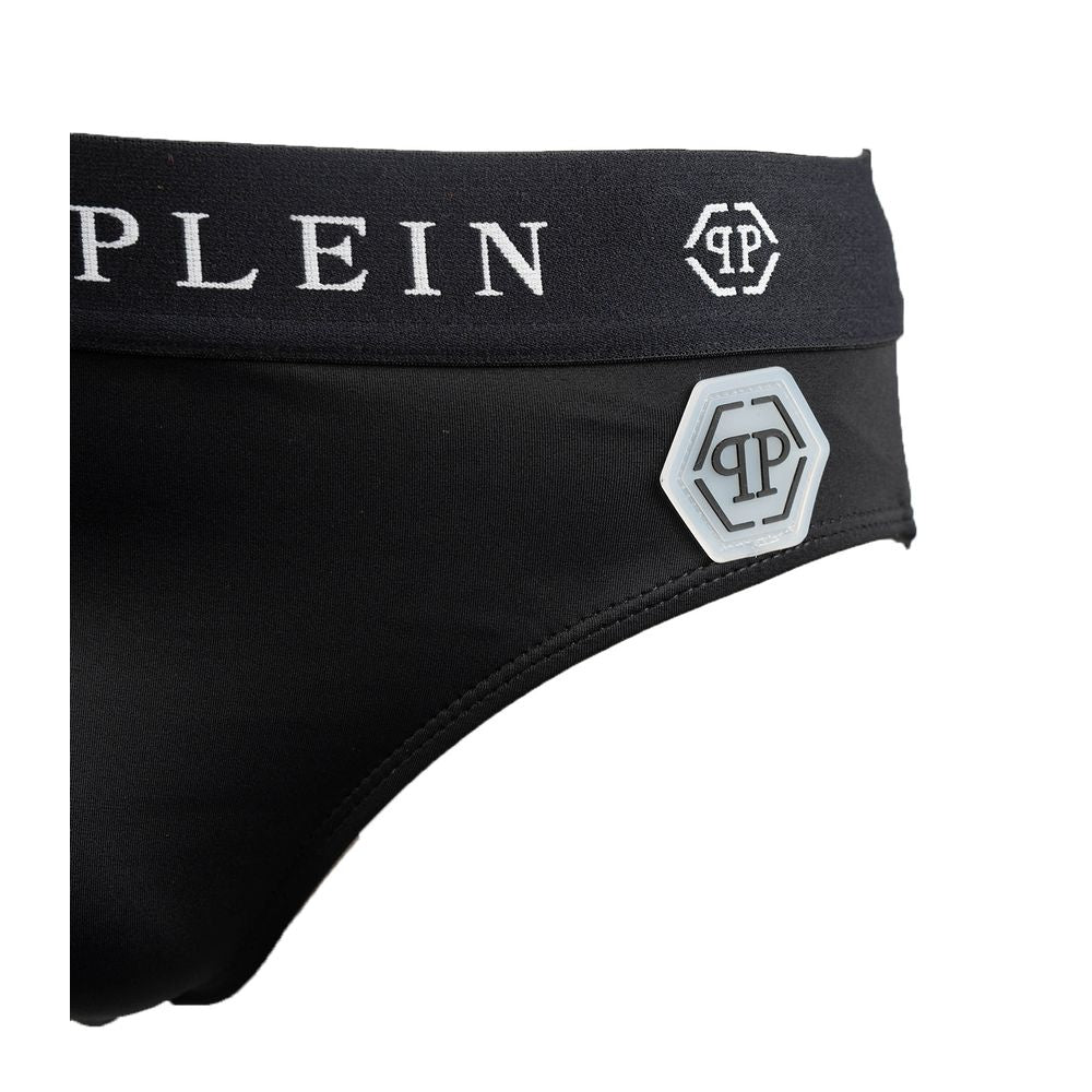 Philipp Plein Chic Black Nylon Men's Designer Swim Briefs