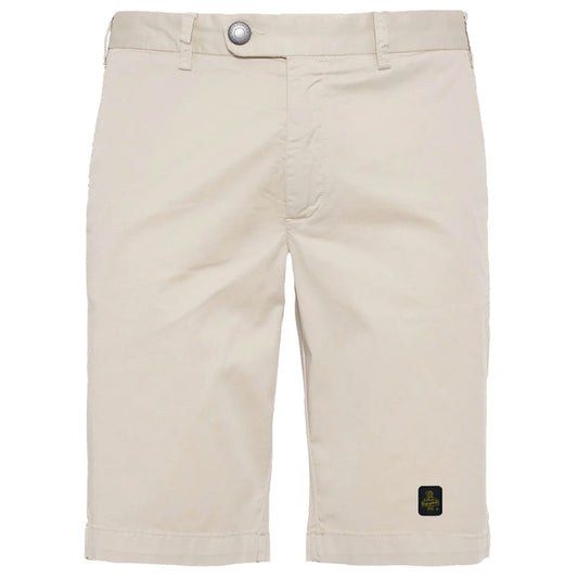 Refrigiwear Elegant beige Bermuda shorts with logo patch