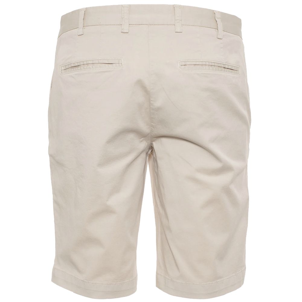 Refrigiwear Elegant beige Bermuda shorts with logo patch