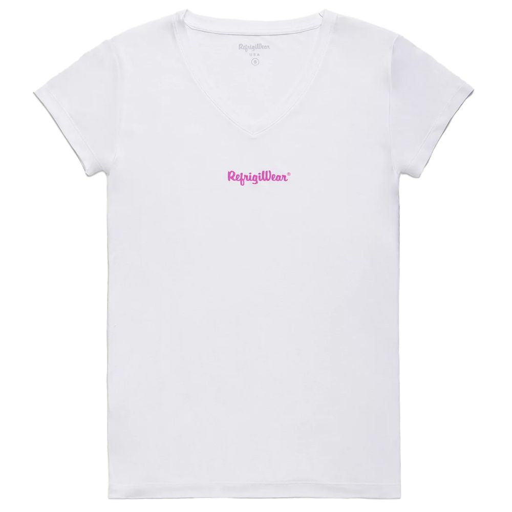 Refrigiwear Elegant V-neck logo t-shirt in pristine white