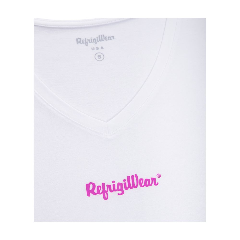 Refrigiwear Elegant V-neck logo t-shirt in pristine white