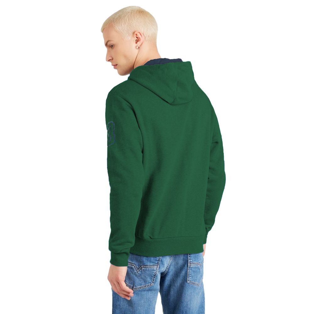 La Martina Elegant green cotton sweatshirt with hood