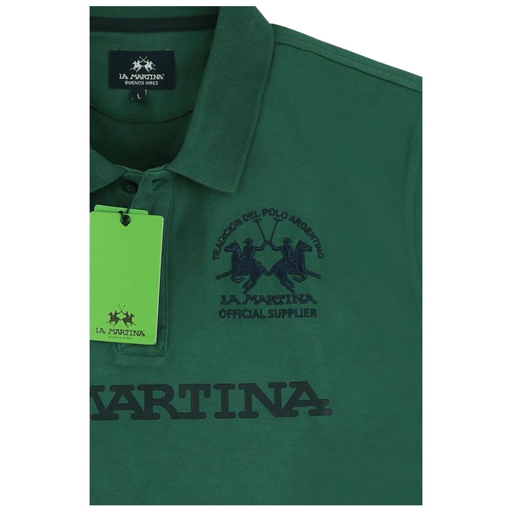 La Martina Green Cotton Polo Shirt