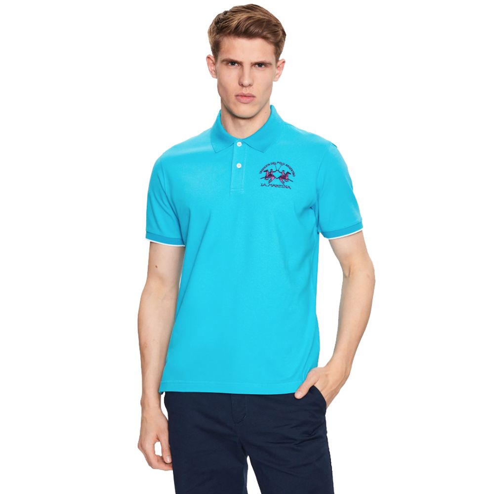 La Martina Light Blue Cotton Polo Shirt