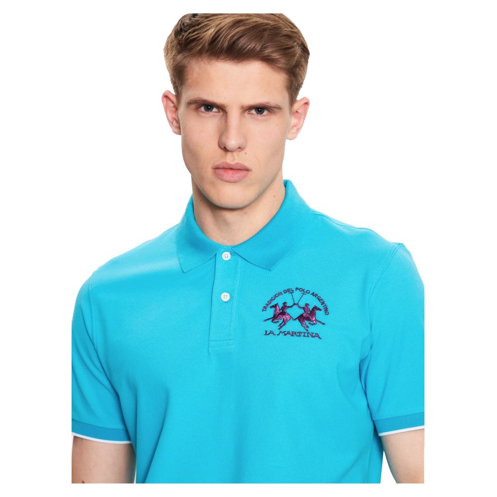 La Martina Light Blue Cotton Polo Shirt