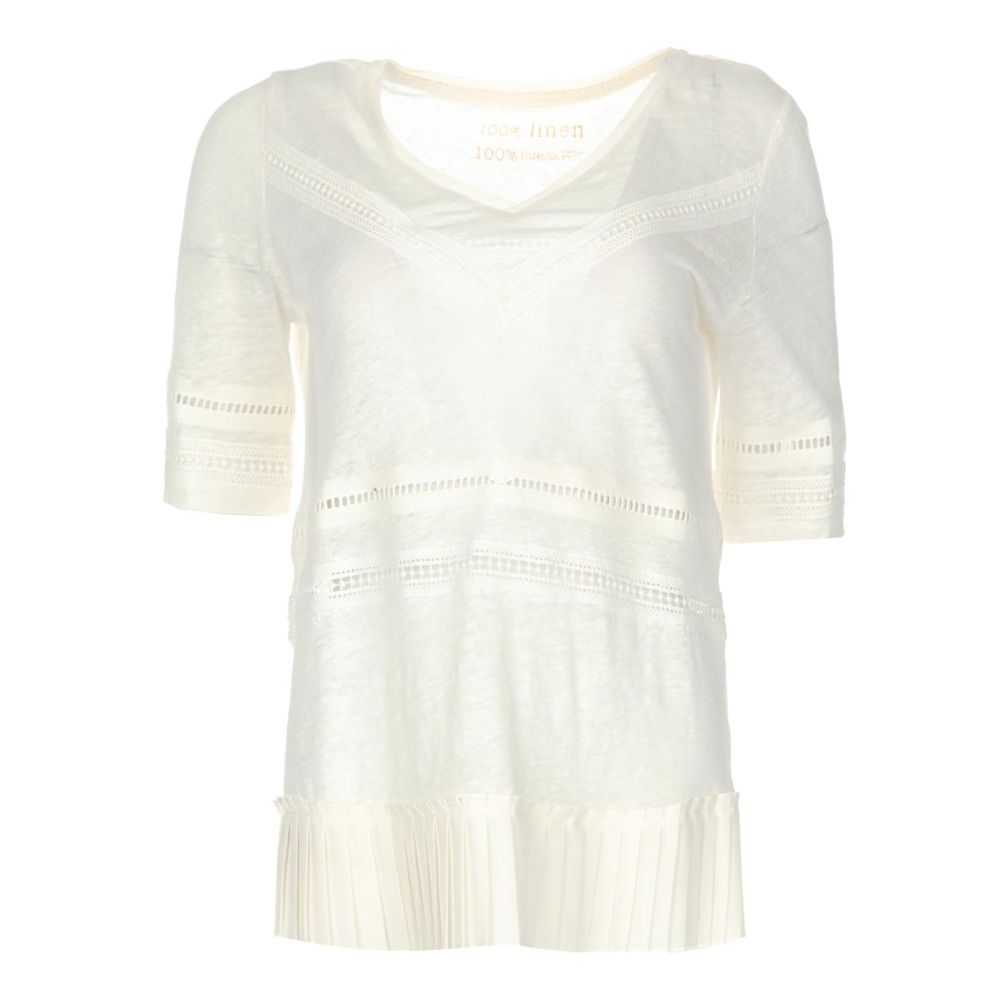 Patrizia Pepe Chic linen T-shirt with crochet details