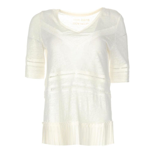 Patrizia Pepe Chic linen T-shirt with crochet details