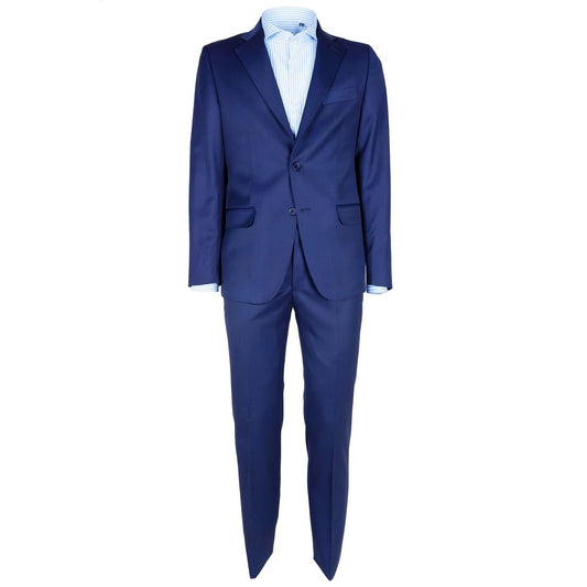 Made in Italy Simple blue virgin wool suit for men