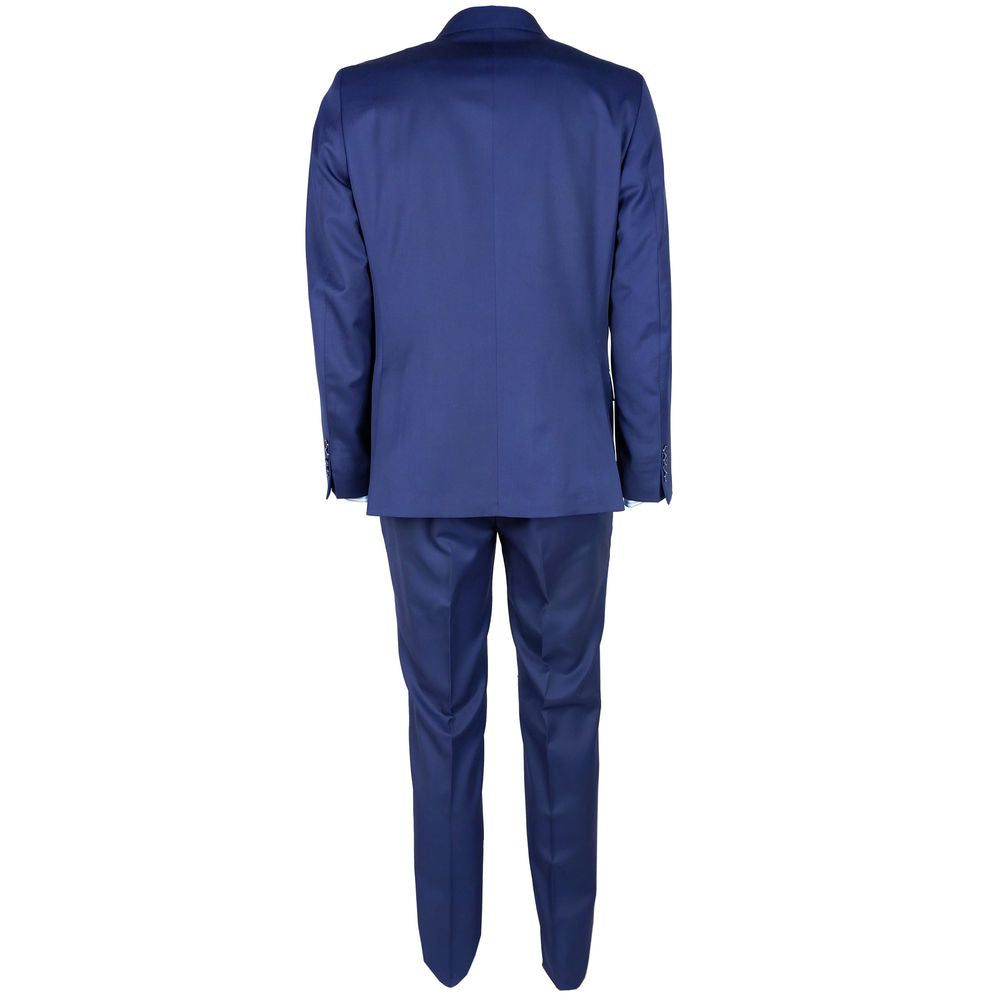 Made in Italy Simple blue virgin wool suit for men