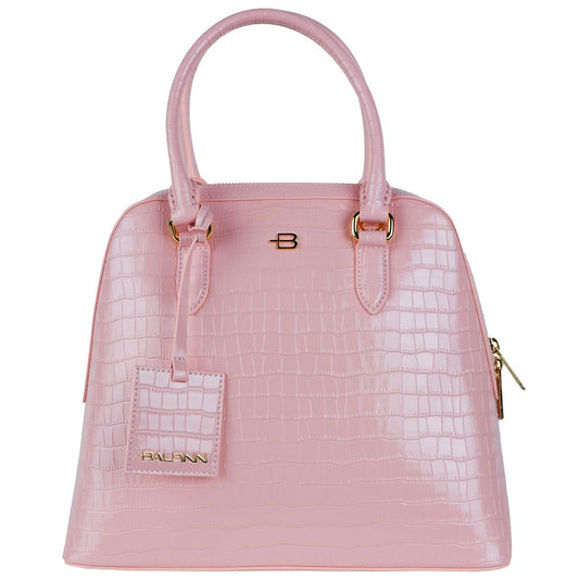 Baldinini Trend Pink Handbag in Calfskin with Python Print