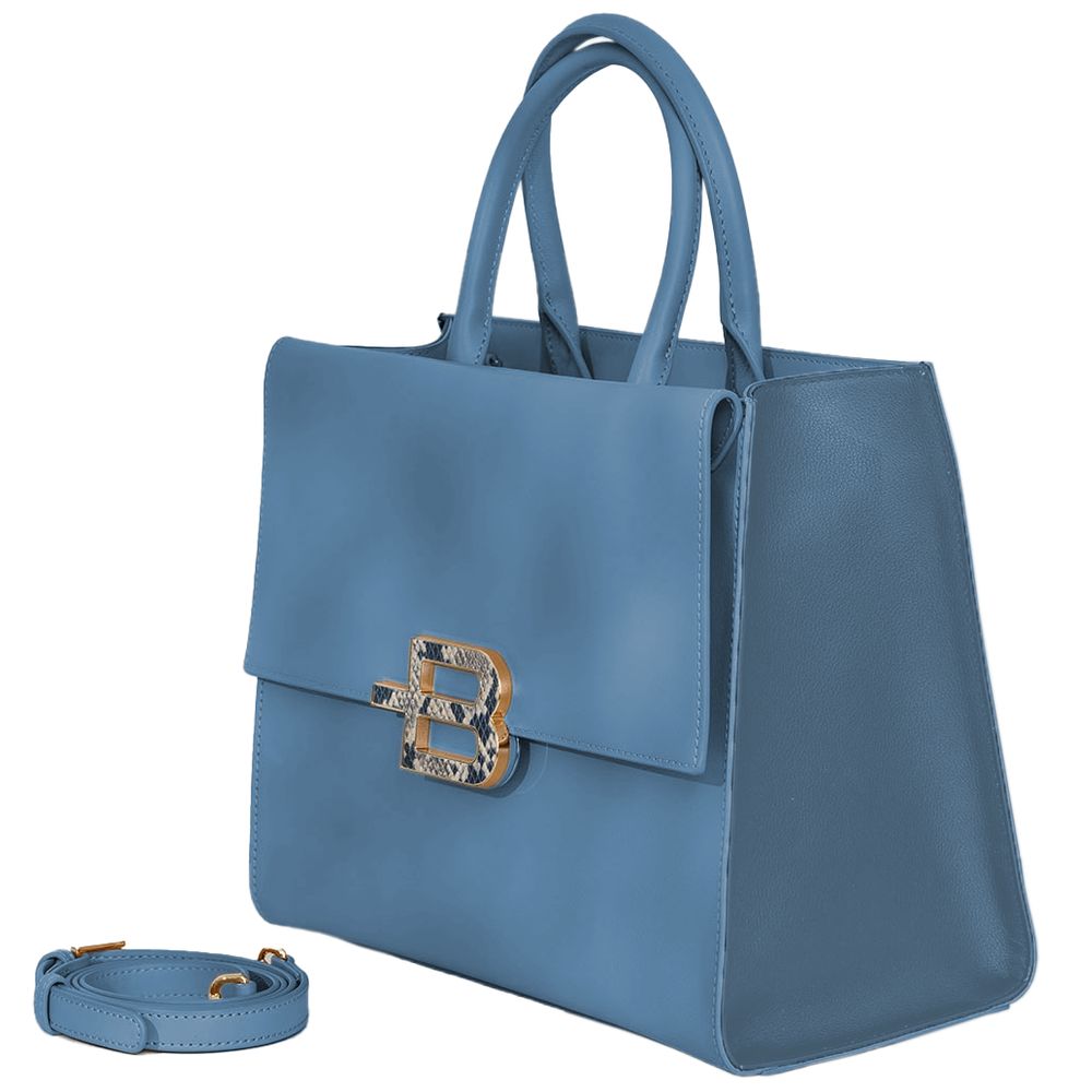 Baldinini Trend Elegant handbag made of light blue calf leather