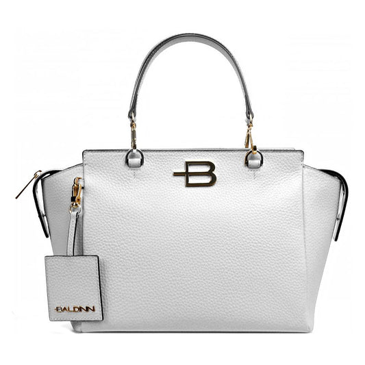 Baldinini Trend Elegant handbag made of white structured calf leather