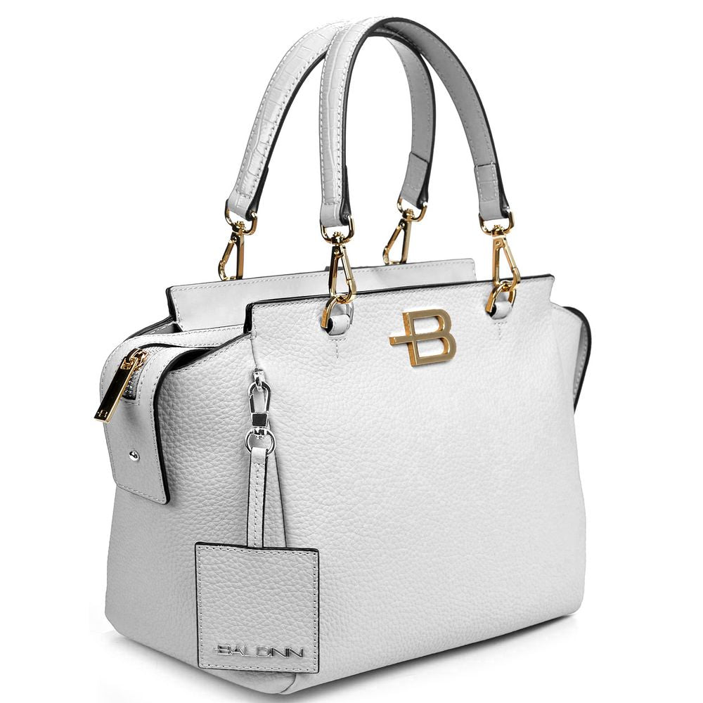 Baldinini Trend Elegant handbag made of white structured calf leather