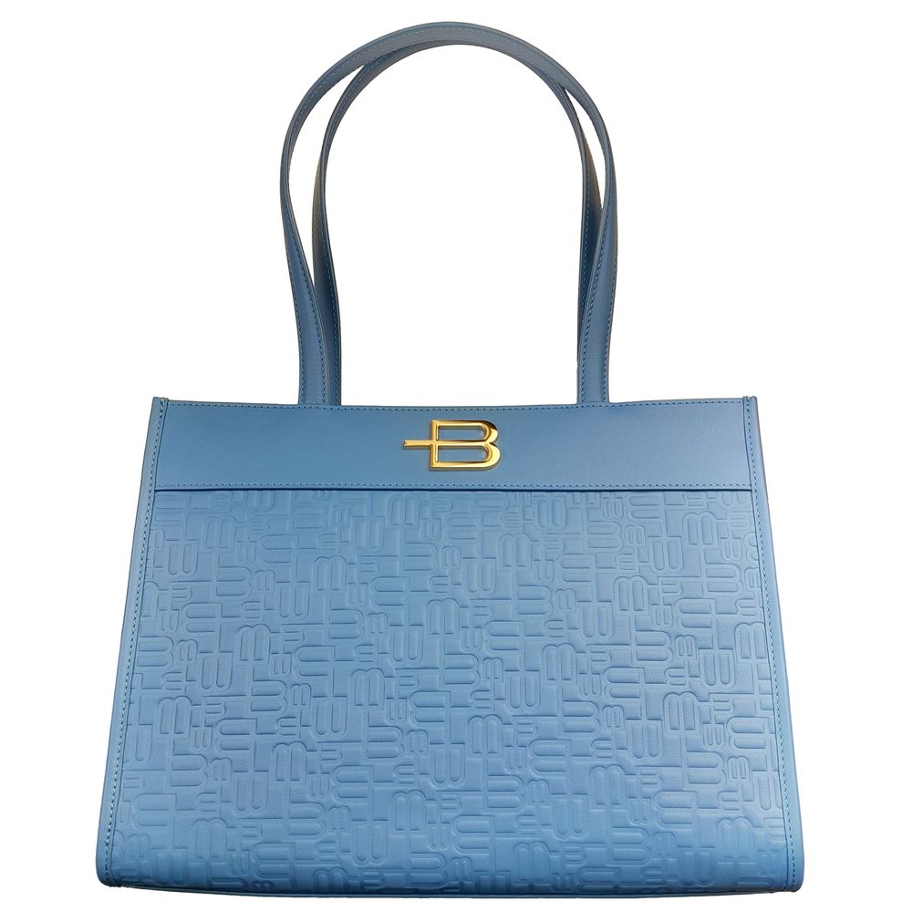 Baldinini Trend Chic shopper bag made of light blue calf leather