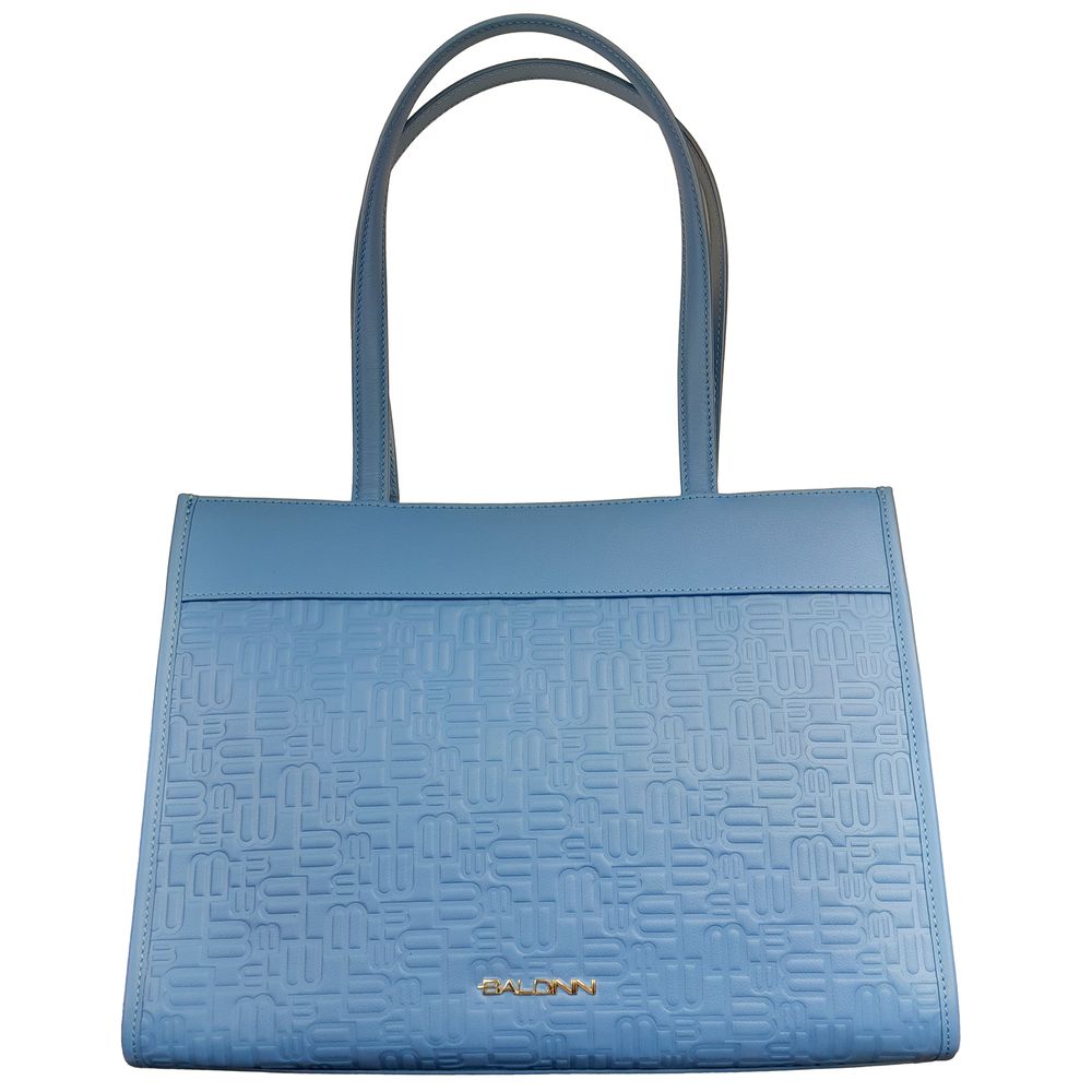 Baldinini Trend Chic shopper bag made of light blue calf leather