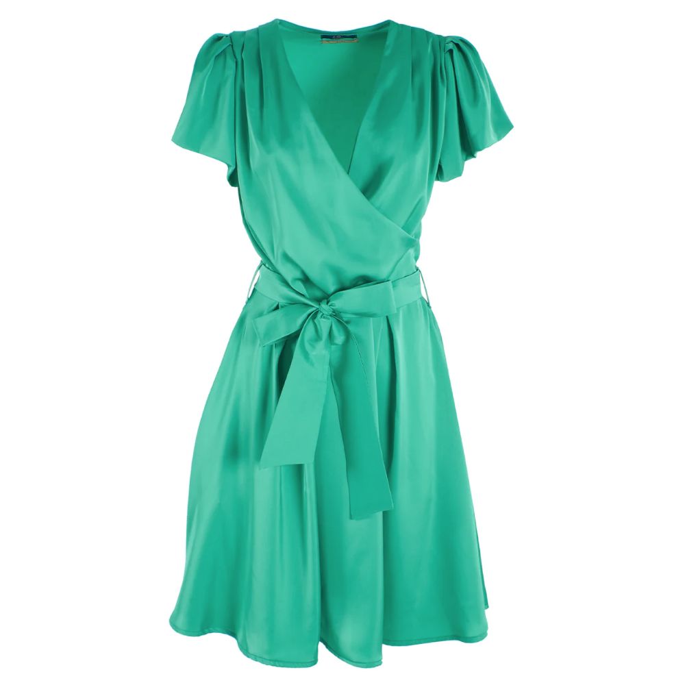 Yes Zee Elegant green midi dress with waist belt