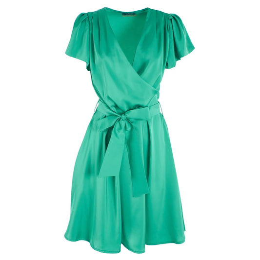 Yes Zee Elegant green midi dress with waist belt