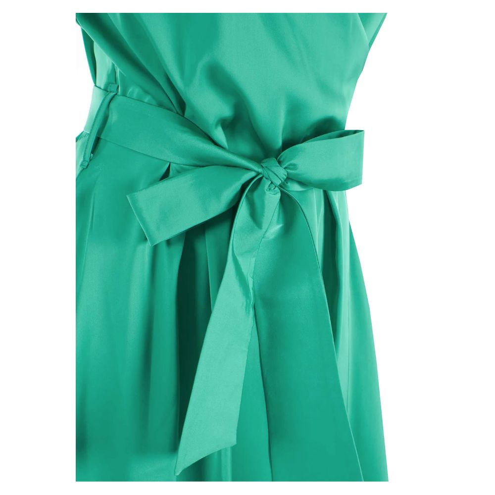 Yes Zee Elegant green midi dress with waist belt