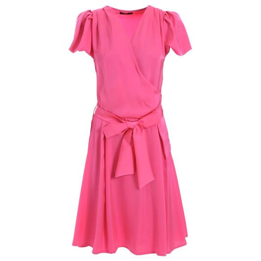 Yes Zee Fuchsia V-neck midi dress with belt