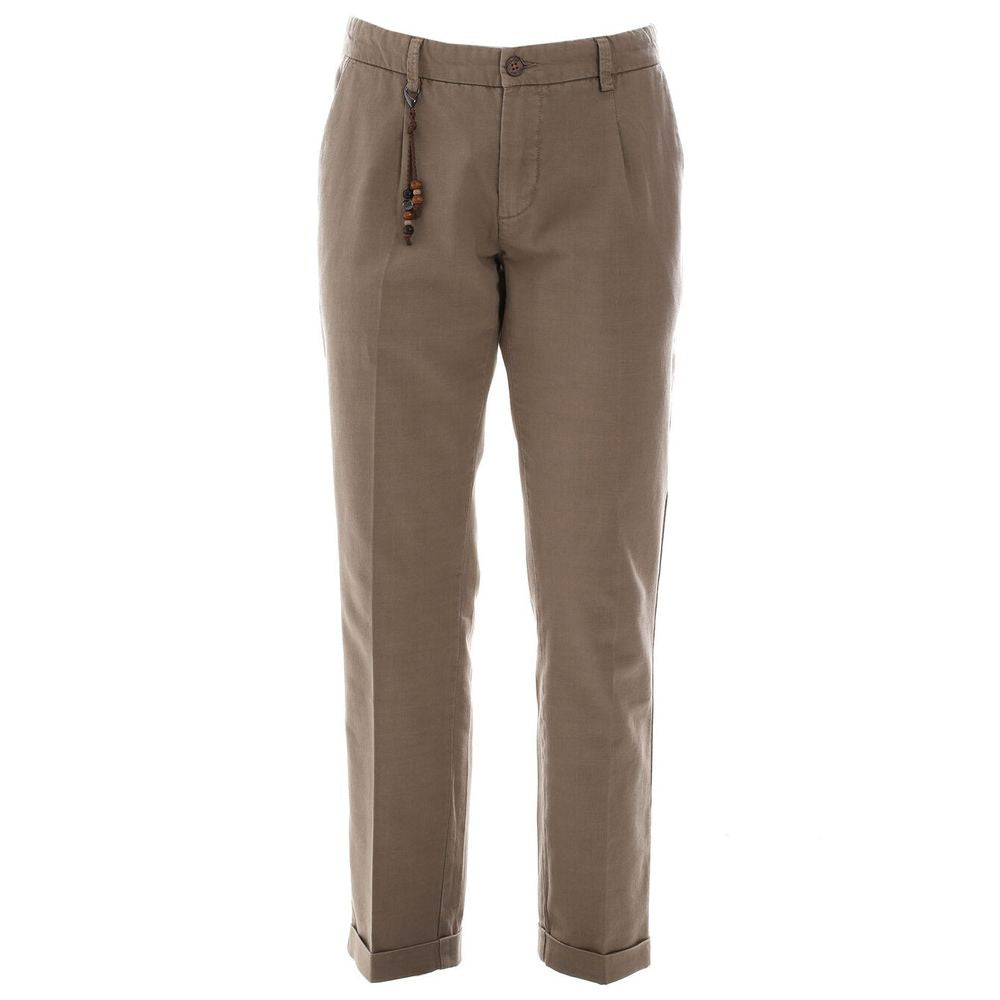 Yes Zee Schicke braune Chino-Hose aus Baumwolle