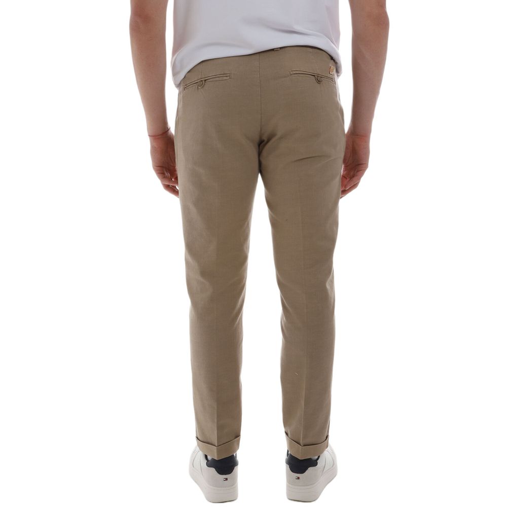 Yes Zee Schicke braune Chino-Hose aus Baumwolle