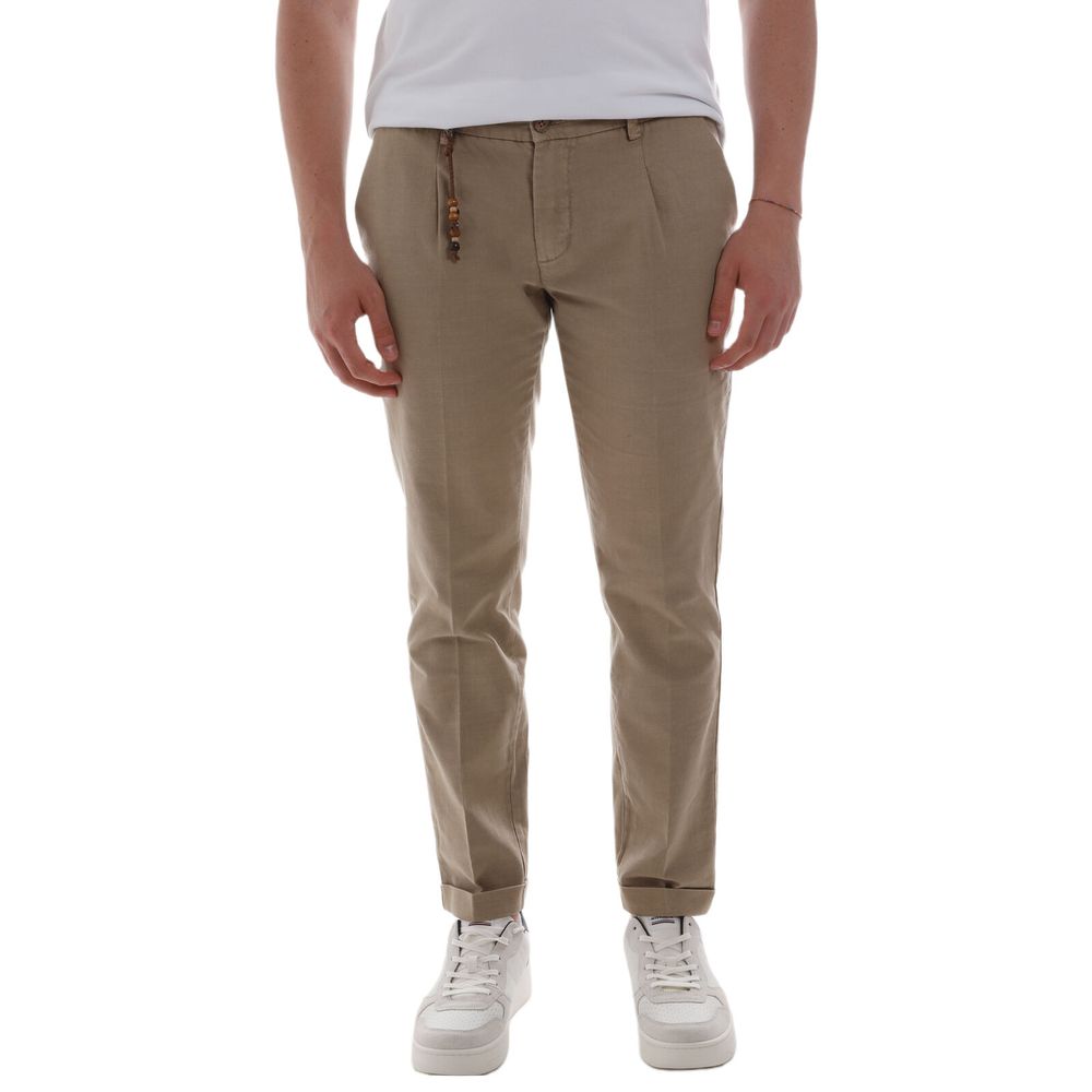 Yes Zee Schicke braune Chino-Hose aus Baumwolle