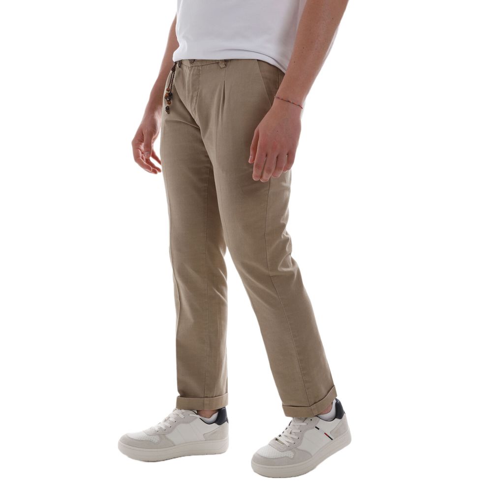 Yes Zee Schicke braune Chino-Hose aus Baumwolle