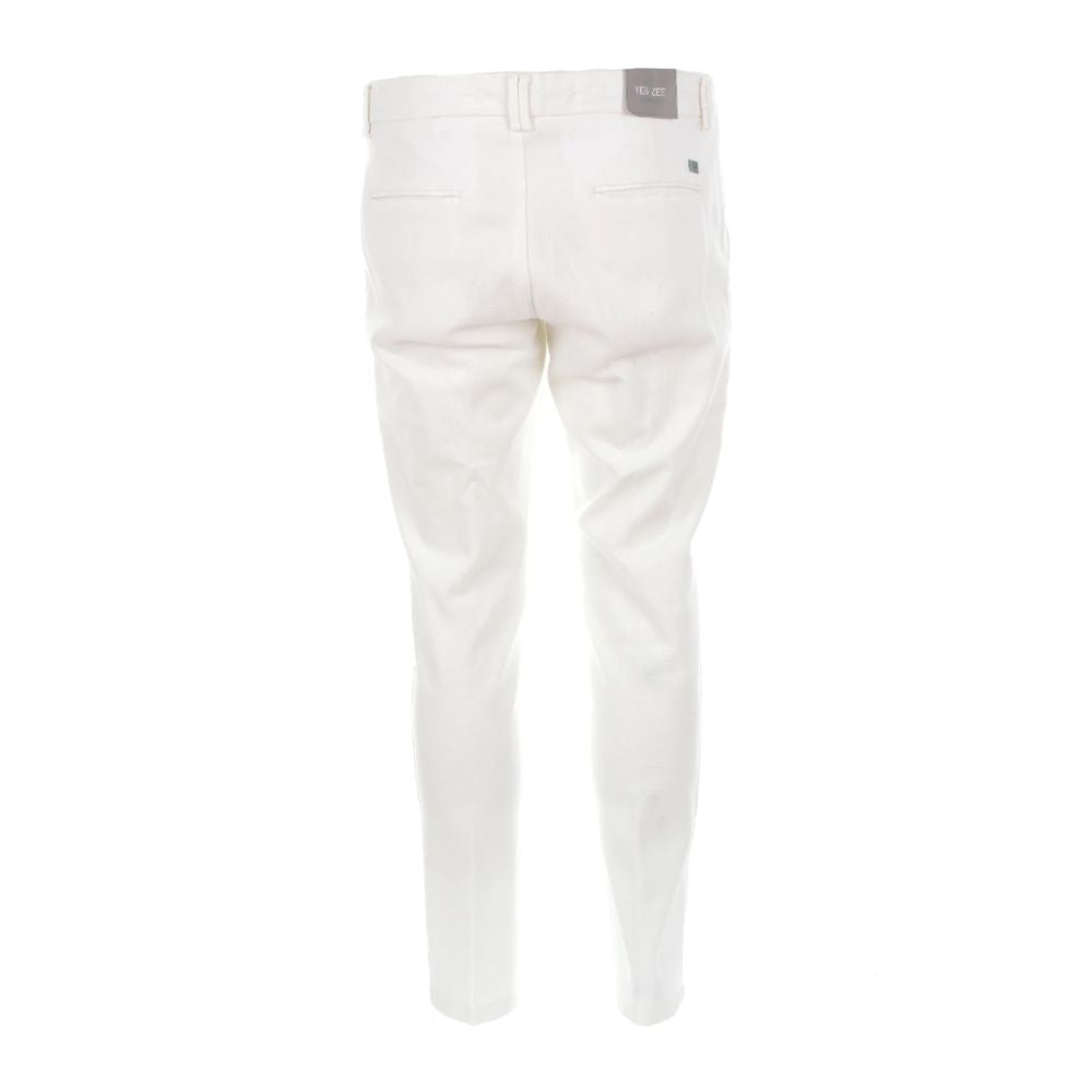 Yes Zee Honeycomb Cotton Chino Pants - Pure White