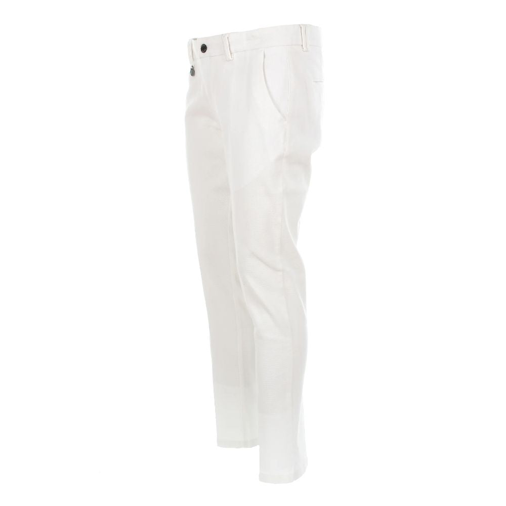 Yes Zee Honeycomb Cotton Chino Pants - Pure White