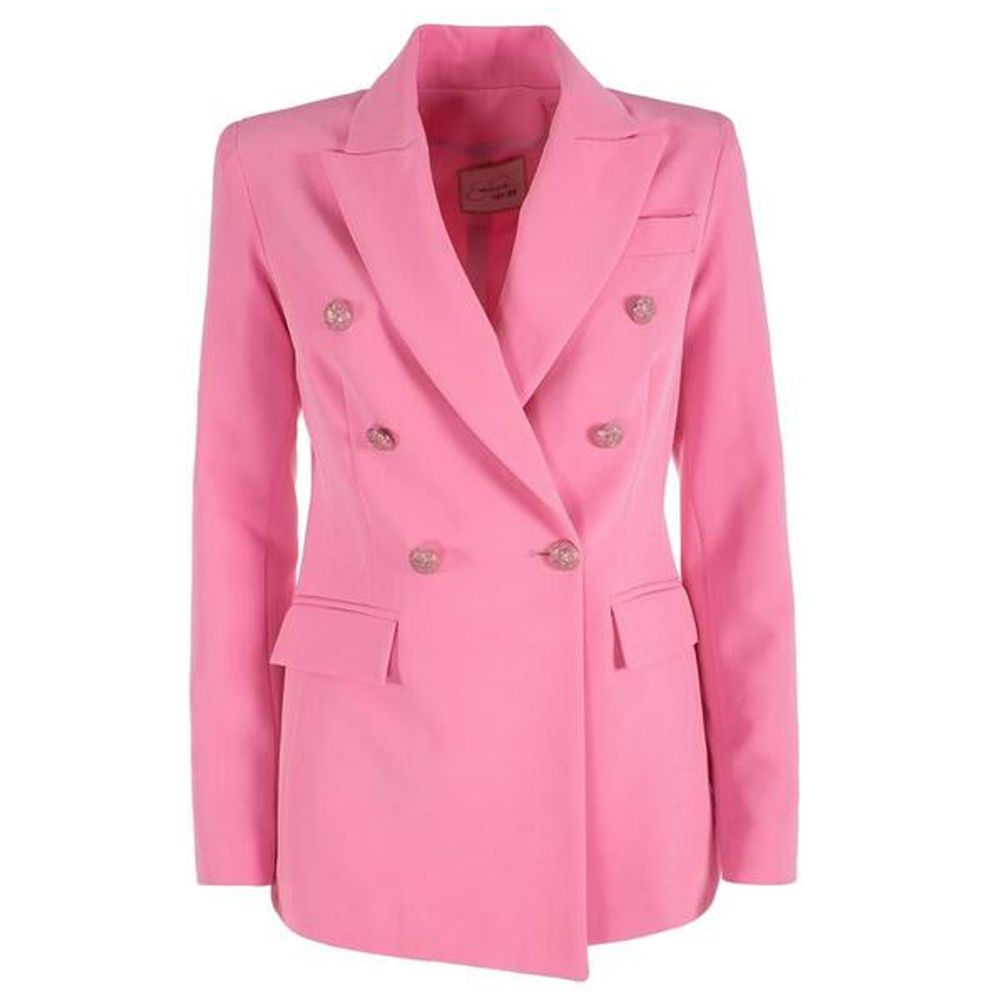 Yes Zee Klassische rosa Nylonjacke mit Knopfverschluss