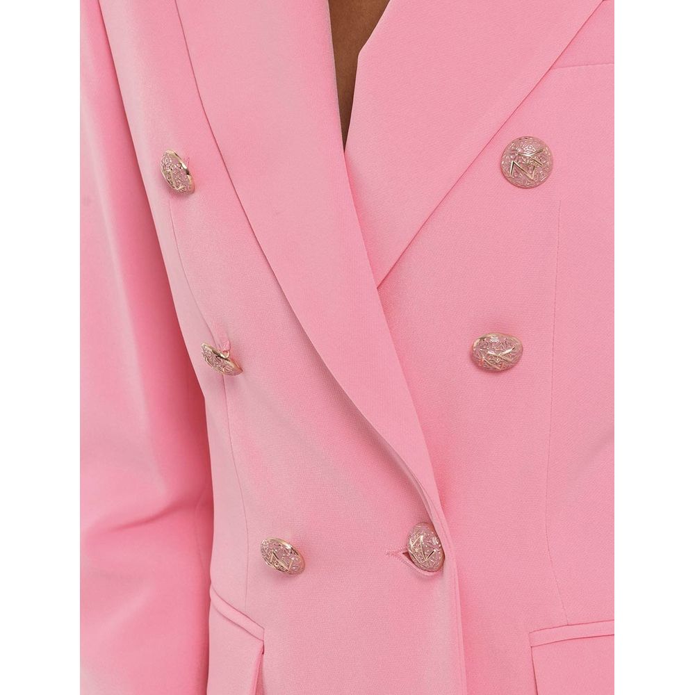 Yes Zee Klassische rosa Nylonjacke mit Knopfverschluss