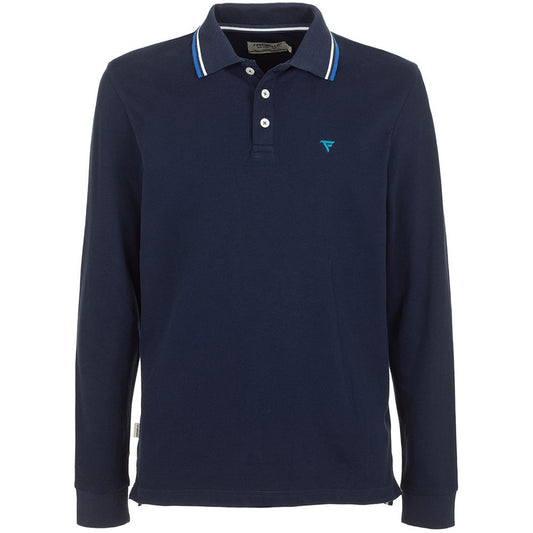 Fred Mello Stylish blue long-sleeved polo shirt with embroidered logo