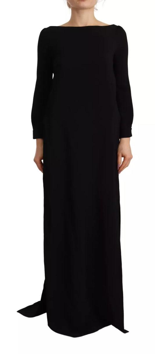 Dsquared² Black floor-length dress with long sleeves and side slit