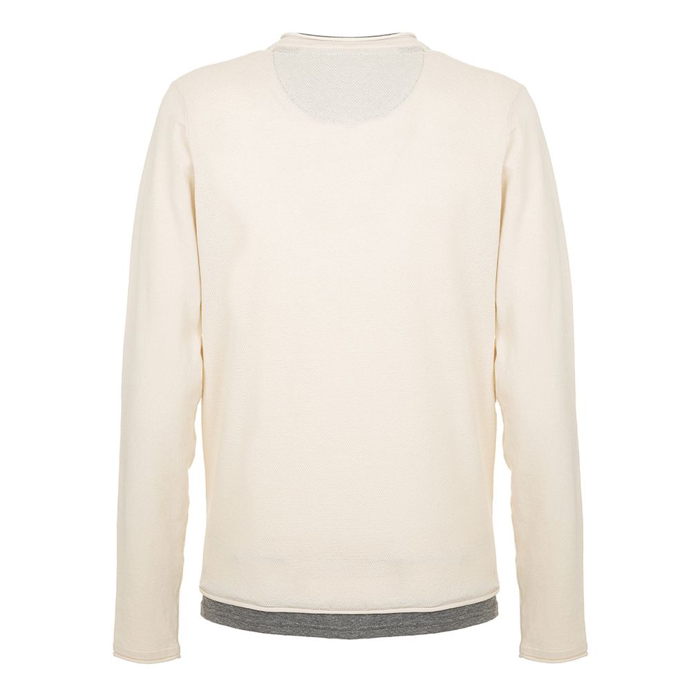 Fred Mello beige cotton blend sweater with contrasting trims