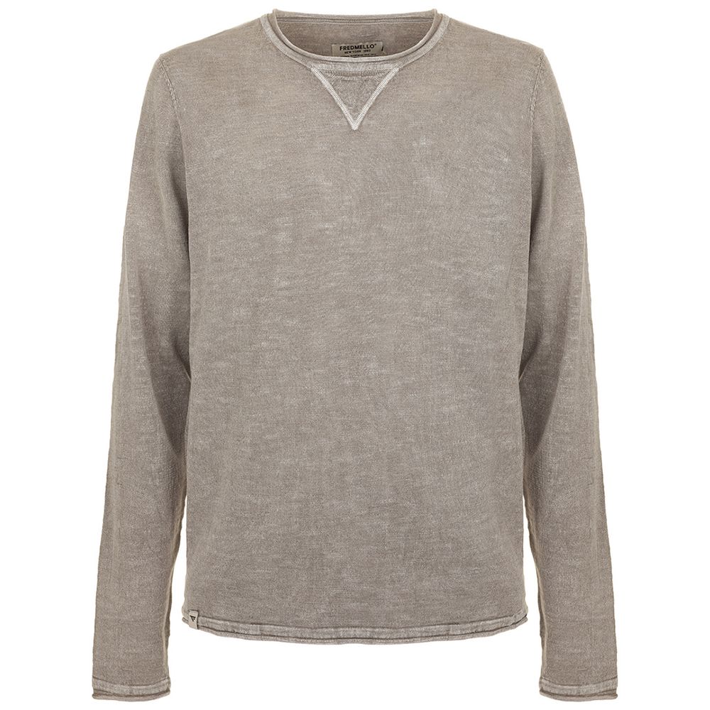 Fred Mello Chic grey cotton sweater with elbow patches