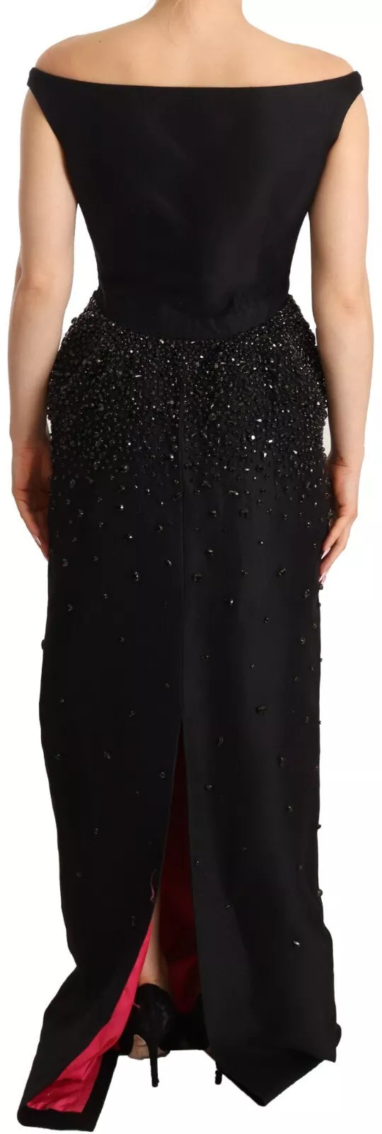 Dsquared² Black embellished sleeveless floor-length dress with bow