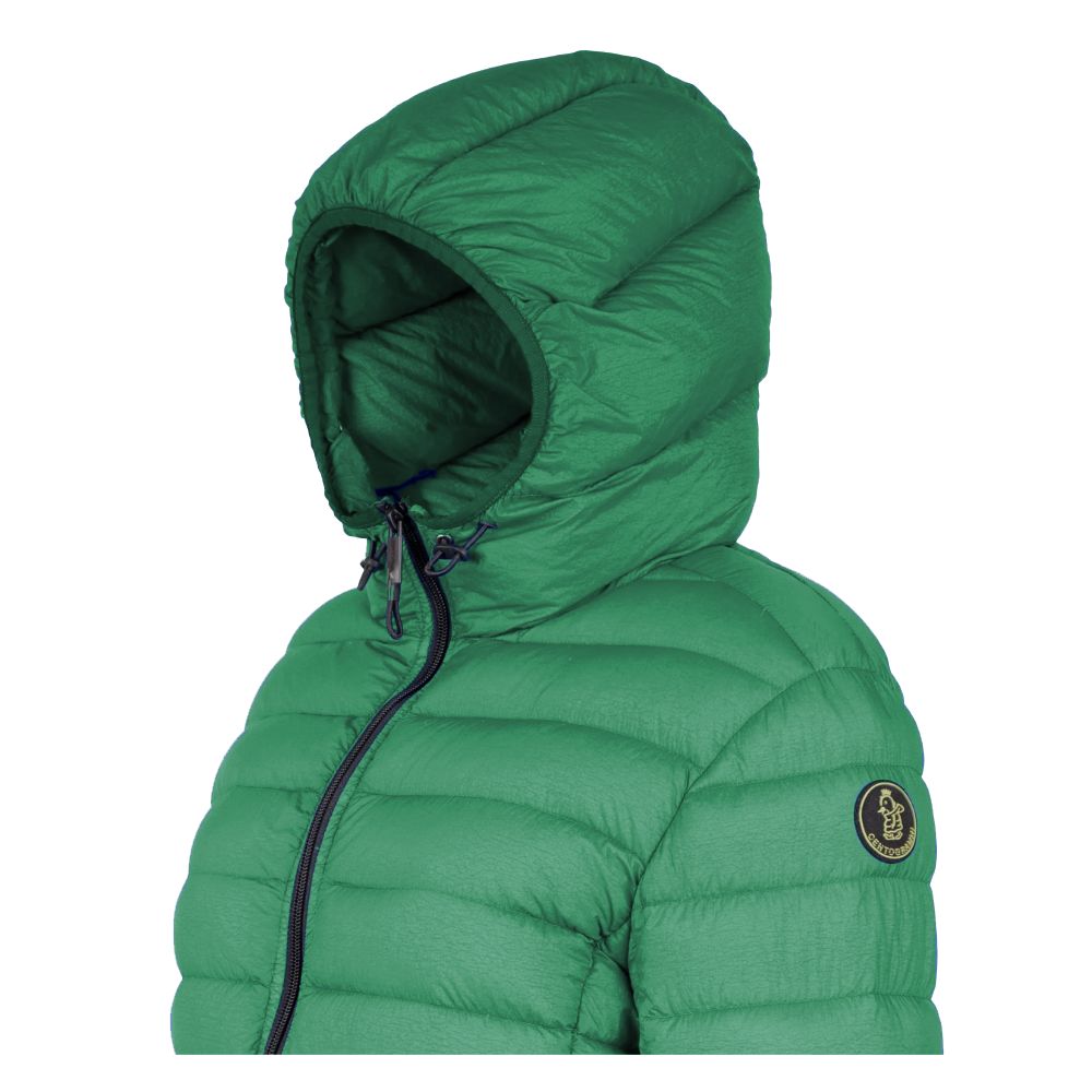 Centogrammi Elegant nylon down jacket with hood in rich green