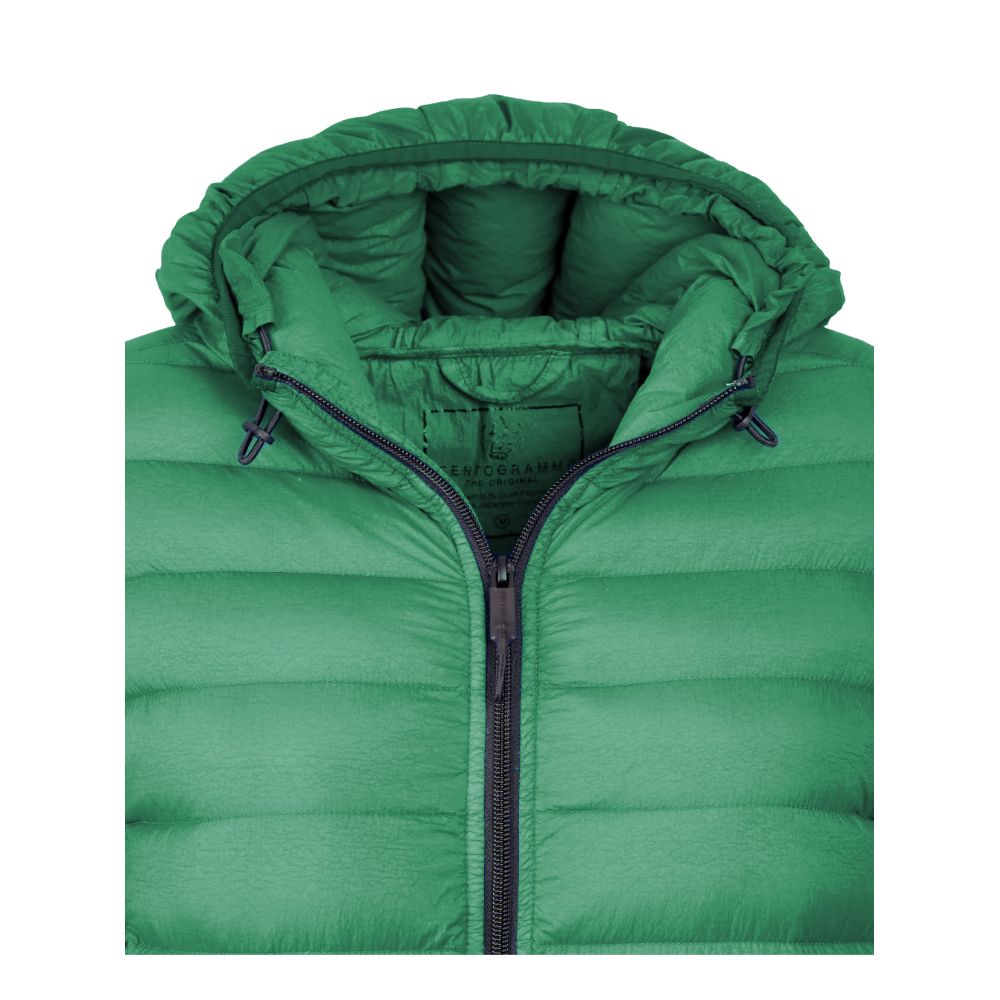 Centogrammi Elegant nylon down jacket with hood in rich green